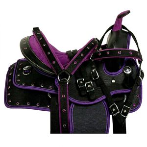 Marca SAISHAS, Juego de Silla de Montar Sintética Occidental Personalizable, Ligera, Duradera, Cómoda, de Primera Calidad, para Carreras de Barriles y Rodeo - Product Image 1