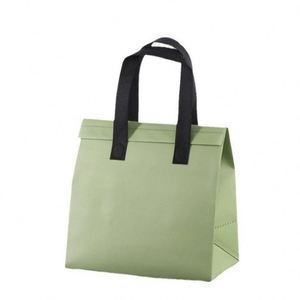 Sac isotherme de pique-nique et de courses en non-tissé avec logo personnalisé, toutes tailles, en feuille d'aluminium, style doré - Product Image 1
