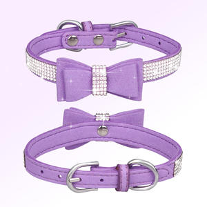 Produsen kilau kristal mewah berlian imitasi personalisasi berkilau kalung anjing peliharaan dengan dasi kupu-kupu - Product Image 5
