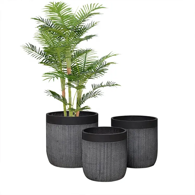 Cylinder Simple Design Fiber Clay Outdoor Plant Pot Nordic Style For Flower Garden Decor