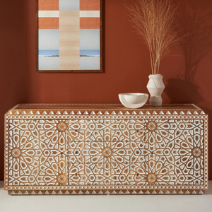 Modern Mango Wood <b>Sideboard</b> Cabinet Natural and <b>White</b> Finish Wooden Storage Furniture for <b>Living</b> <b>Room</b> Dining <b>Room</b> Home - Product Image 6