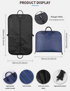 Grand fourre-tout en cuir Oxford avec impression personnalisée LOGO en stock, housse de sac à <span class=keywords><strong>vêtements</strong></span> anti-poussière en bleu Oxford avec fermeture éclair pour costume - Product Image 5