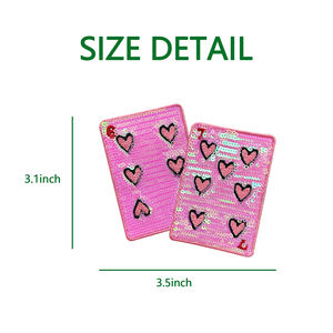 Parches de Lentejuelas Bordados con Forma de Corazón de Póker Rosa para <span class=keywords><strong>el</strong></span> Día de San Valentín, Parche de Lentejuelas Termoadhesivo para Ropa - Product Image 2