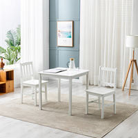 Inweto Prime Claridge Simplicity Ensemble table et 2 chaises en bois de pin massif minimaliste Style nordique pour salle à manger Lecture Blanc/Gris