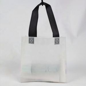 Bolso de compras de diseño, bolso de mano de playa de laminación tejido blanco personalizado, bolso de mano reciclado no tejido - Product Image 3