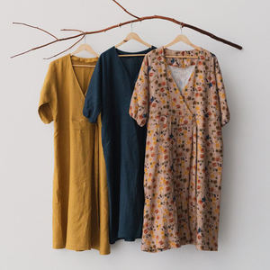 <span class=keywords><strong>Robe</strong></span> en lin grande taille pour femmes <span class=keywords><strong>Robe</strong></span> portefeuille <span class=keywords><strong>longue</strong></span> décontractée pour femmes, col en V, manches courtes, robes longues pour femmes - Product Image 2