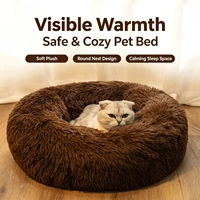 Coussin pour animaux de compagnie en forme de beignet, chaud, doux, rond, antidérapant, confortable, pour chiens et chats de petite, moyenne et grande taille, pour intérieur.