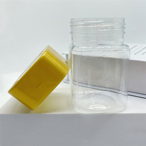 300ml Plastic square shape candy food sugar storage jar packaging