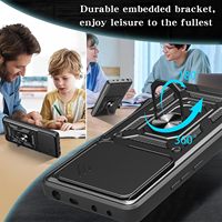 Étuis de téléphone portable antichoc avec fenêtre coulissante pour Motorola Edge 70 Fusion Pro Plus 5G, avec anneau de maintien et coque arrière protectrice