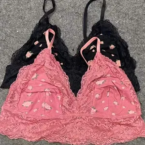 Bra Harga Rendah Set Bra Dalam Wanita Tanpa Cincin Baja, Pakaian Dalam Renda Celana Dalam Lingerie Model Cetak Cup Segitiga Prancis Musim Panas Harga Rendah