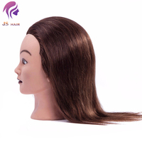 Tête de mannequin en silicone professionnelle avec cheveux Remy pour la formation des coiffeurs, tête de mannequin d'entraînement, logo personnalisé