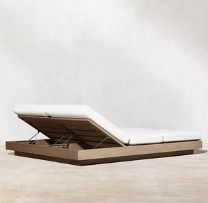 Sillón de teca para exteriores de fácil limpieza, doblemente ajustable, para piscina, cama doble para el día. - Product Image 3