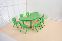 Table en plastique demi-lune pour enfants, table d'activités pour la maternelle, tables et chaises réglables pour enfants pour l'éducation préscolaire