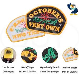 Embroidered Badges Wholesale Custom Logo Iron On 3D Puff Embroidery Patches For Clothing