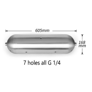 Tanque de aire universal 3 galones G1/4*7 agujeros pulido aluminio sin costuras 168MM * 605MM con 2 abrazaderas para accesorios de sistema de suspensión neumática - Product Image 6