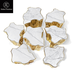 Sang trọng thiết kế độc đáo Eden vàng trắng đá cẩm thạch hàng đầu Trung tâm bảng Thiết kế Bắc Âu vàng thép không gỉ Bàn cà phê cho biệt thự - Product Image 2