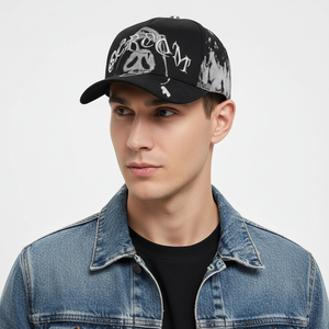 Gorras Personalizadas Barbas de <span class=keywords><strong>5</strong></span> Paneles de Gamuza Dobby, Gorra de Béisbol con Letras Metálicas <span class=keywords><strong>SCREAM</strong></span> y Estampado de Llama - Product Image 2