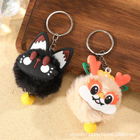 Porte-clés chat en peluche PP de 8 cm, mignon, pendentif de sac, poupée décorative, motif dessin animé, cœur de fille, pour sac à dos, cadeau de Noël pour couple, pour machine à griffes