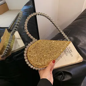 Modische herzförmige handtaschen strass kuppeltaschen geldbörse diamant abendtaschen für damen