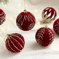 Nouveau produit : Boule lumineuse suspendue pour sapin de Noël, Ornement de sapin de Noël en velours rouge, Décoration de boule de Noël en peluche, Adorable