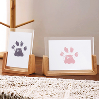 Cadre photo en bois massif en forme de U avec surface peinte et impression UV pour empreintes de mains, de pieds et de pattes d'animaux – Présentoir souvenir