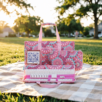 Tas Jinjing Mahjong Pink Boho Mandala Portabel Ringan untuk Membawa Ubin, Tas Tangan dengan Ritsleting, Organizer Penyimpanan Perjalanan, Hadiah untuknya