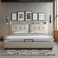 Lit rembourré de luxe avec tiroirs de rangement, design minimaliste moderne, tête de lit haute densité pour ensemble de meubles de chambre à coucher