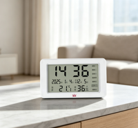 Réveil numérique électronique de table avec écran LCD rétroéclairé, affichage du calendrier, de la température, de l'humidité et du jour de la semaine, horloge murale, accepte le logo personnalisé