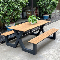 Ensemble de table et bancs de pique-nique commerciaux pour l'extérieur, table de jardin en composite bois pour patio