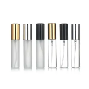 Portable Round Frosted Clear Fragrância Oil Spray Pump Container 5ml 10ml 15ml Cosméticos Frasco De Perfume De Vidro