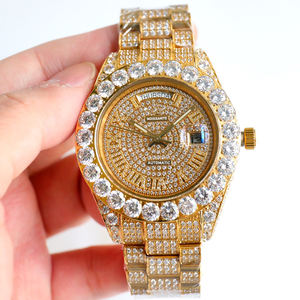 Montre en acier inoxydable avec diamants en moissanite de luxe en gros, 40 mm, or brillant, hip hop, automatique, mécanique, mouvement ETA, 100 bars - Product Image 6
