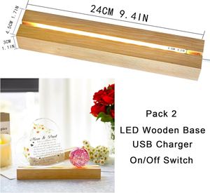 Mini Lámpara Nocturna LED Rectangular de Madera de Haya, con Cable USB, Control Remoto, Regulable, Alto CRI 95, Luz Cálida, Moderna - Product Image 2