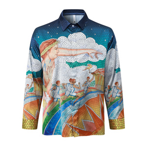 2026 primavera <span class=keywords><strong>camicia</strong></span> Casual con stampa 3D personalizzata per gli uomini macchia di seta manica lunga casà Blanca disegni - Product Image 2