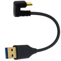 Kabel Data USB 3.0 Tipe A Jantan ke Tipe C Betina 90 Derajat Berlapis Emas 5Gbps untuk Komputer dengan Selubung PVC