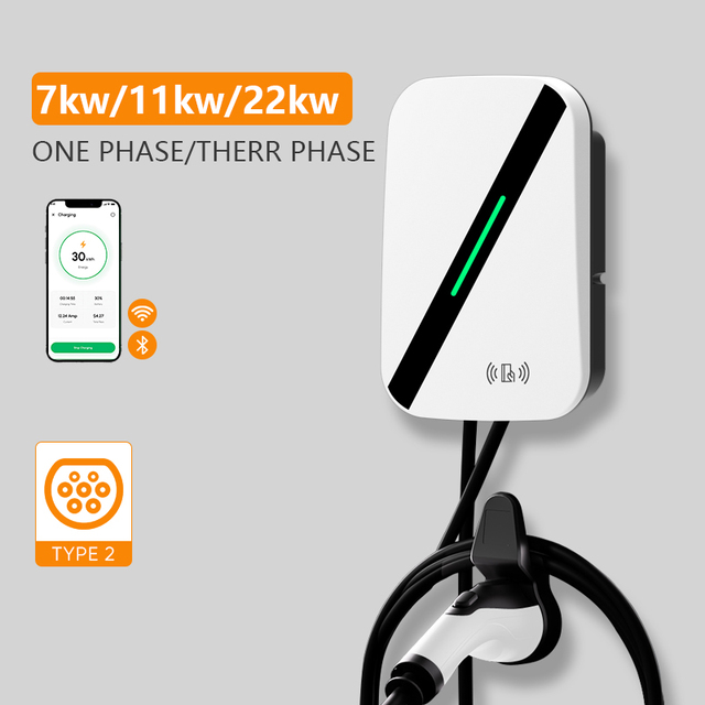 Ev Charger Type 2 AC EV Charger 7Kw Wallbox Electric Vehicle Fast Charging Pile Wall-mounted Electric Car AC EV Charging Station