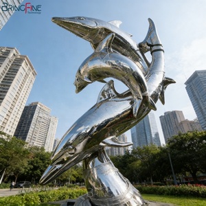Escultura de Estatua Personalizada de Delfín Hueco Abstracto Moderno en Acero Inoxidable 304 316 para Espacios Públicos Grandes al Aire Libre en Venta - Product Image 1
