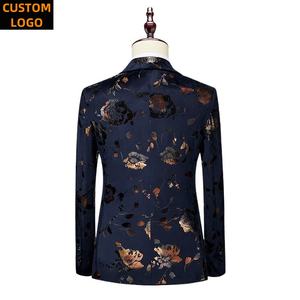 6XL erkek takım elbise özel LOGO <span class=keywords><strong>2</strong></span> parça Homme Blazer düğün balo baskılı çift göğüslü lüks erkekler için takımları - Product Image 5