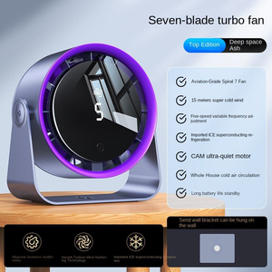 공장 가격 전기 디지털 디스플레이 5단계 속도 조절 USB 테이블 팬 휴대용 미니 벽걸이 선풍기 - Product Image 1