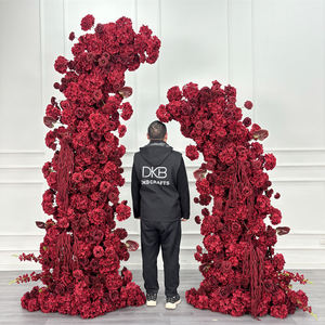 Arche de fleurs rouge et verte personnalisée en usine, arche de fleurs artificielles en soie populaire pour les arrangements d'événements - Product Image 6