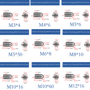 不锈钢304弹簧球头紧定螺钉M3 M4 M5公制螺纹8mm 30mm <span class=keywords><strong>50mm</strong></span>长度机器螺钉 - Product Image 3