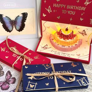 Carte de vœux lumineuse pliable en forme d'enveloppe rouge avec lumières et musique, en papier, pour les fêtes, cadeau d'anniversaire à thème dessin animé - Product Image 1