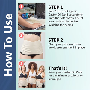 Kit kompres minyak jarak asli katun organik pembungkus minyak jarak dapat dipakai ulang memperbaiki tidur dan pencernaan mengurangi peradangan - Product Image 6