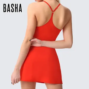 BASHAsports Explosive high-waisted slim-fit yoga clothing one-piece A-line suspender tennis skirt multi-functional thin strap dr