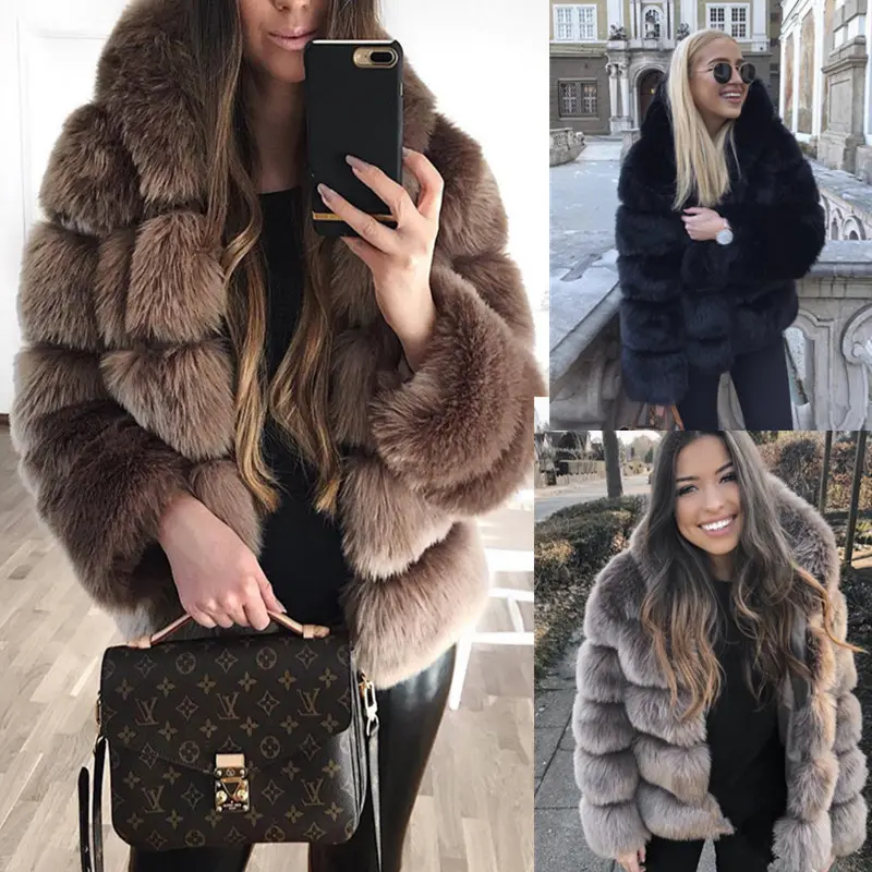 Women winter clothes fashion casual thickened warm fur coat long-sleeve hooded women coats