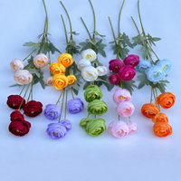 Mini-bouquet de roses thé artificielles à quatre têtes, fleurs en soie pour mariage, décoration intérieure/extérieure, vitrine d'hôtel
