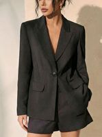 Blazer élégant pour femme en dentelle transparente avec lien à nouer à la taille, coupe ajustée, veste de costume décontractée pour le bureau, hauts formels tendance