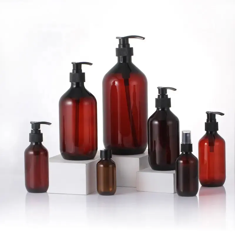 Luxury Pet Plastic Bottle 100ml 200ml 300ml 400ml 500ml Shampoo Lotion Body Plastic Bottle with Pump Cosmetic Bottle