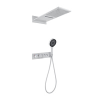 Ensemble de robinetterie de douche thermostatique en laiton chromé, pour montage encastré mural, avec fonction pluie et massage, à noyau céramique
