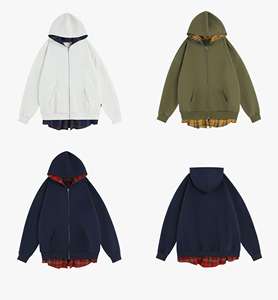 Sweat à capuche zippé pour hommes avec logo personnalisé de l'usine FAMA sweat-shirt surdimensionné à motif solide imprimé d'automne 100% coton brodé - Product Image 1