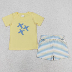 Summer Toddler Baby Boys Clothing Plane Embroidery Casual Short 2pcs Set Bubble Romper Brother Matching <b>Clothes</b> - Product Image 2